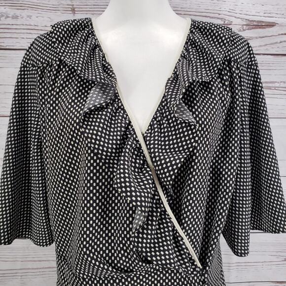 Who What Wear Polka Dot Ruffle Cap Sleeve Wrap Dress Size XL - Picture 3 of 12